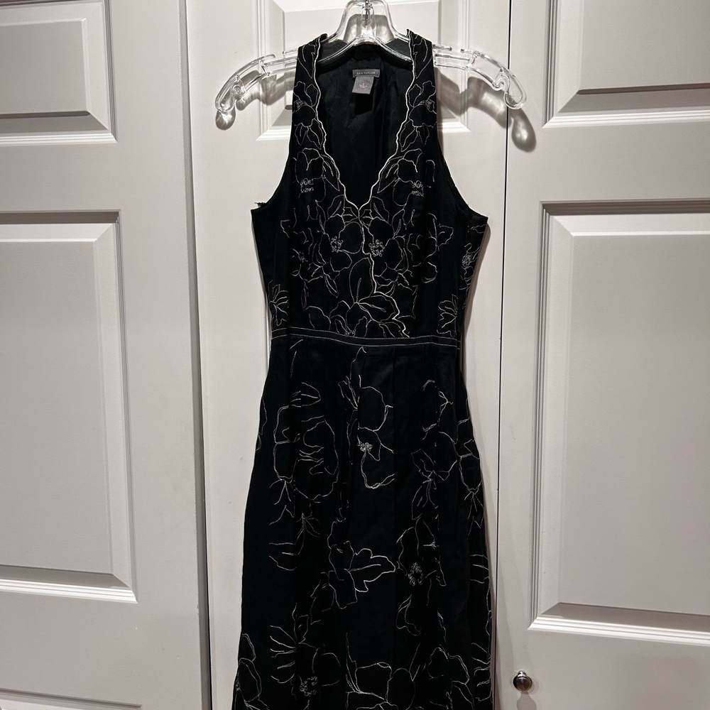 Ann Taylor Black Halter Sheath Midi Dress size 0 EUC